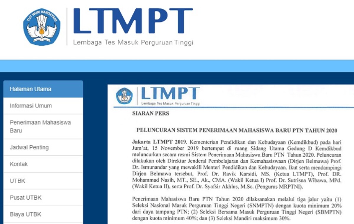 Daftar Snmptn 2020 Wajib Registrasi Ltmpt Real Jeda Id