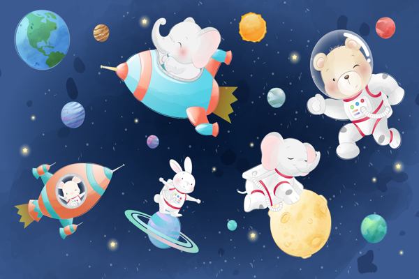 Ilustrasi satwa pergi ke luar angkasa (Freepik)