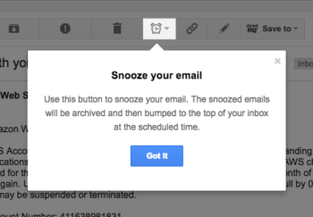 Snooze email button (istimewa)